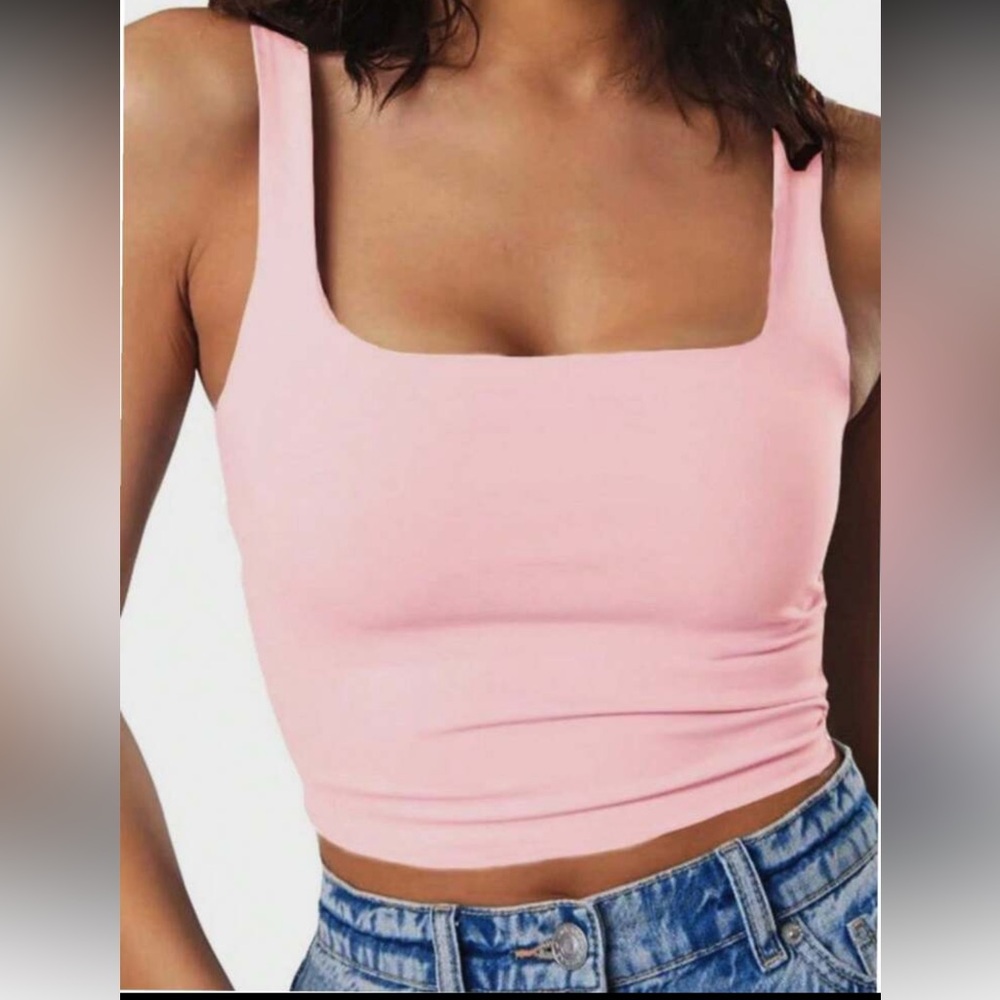 Women's Pink Square Neck Top